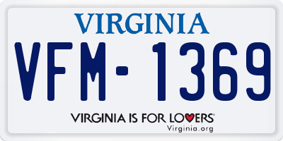 VA license plate VFM1369