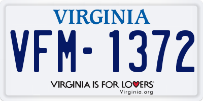 VA license plate VFM1372