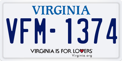 VA license plate VFM1374