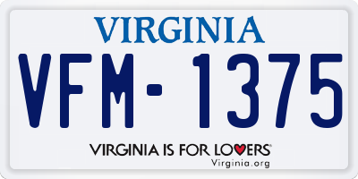 VA license plate VFM1375