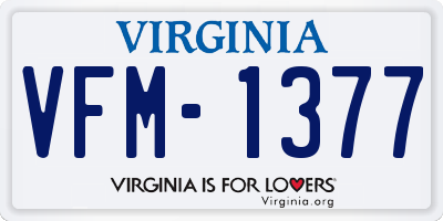 VA license plate VFM1377