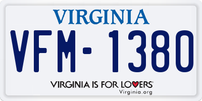 VA license plate VFM1380
