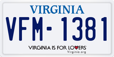 VA license plate VFM1381
