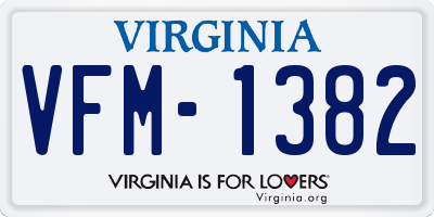 VA license plate VFM1382