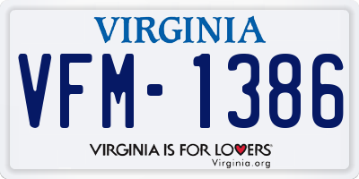 VA license plate VFM1386