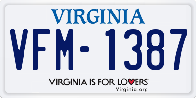 VA license plate VFM1387