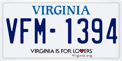 VA license plate VFM1394