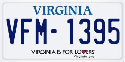 VA license plate VFM1395