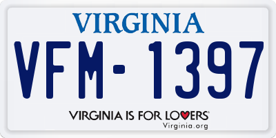 VA license plate VFM1397