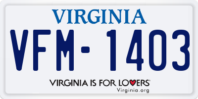 VA license plate VFM1403