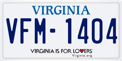 VA license plate VFM1404