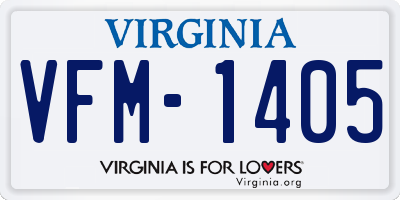 VA license plate VFM1405