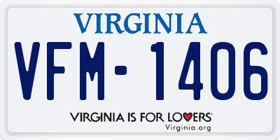 VA license plate VFM1406