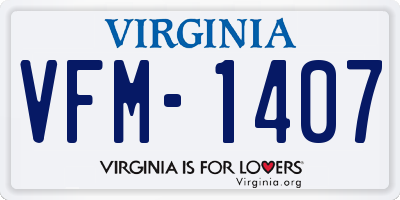 VA license plate VFM1407