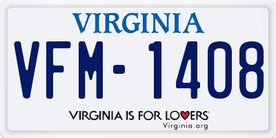 VA license plate VFM1408