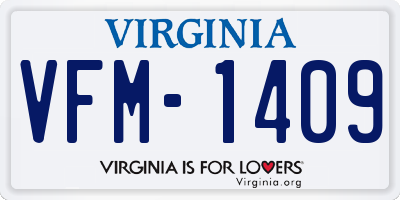 VA license plate VFM1409