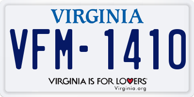 VA license plate VFM1410