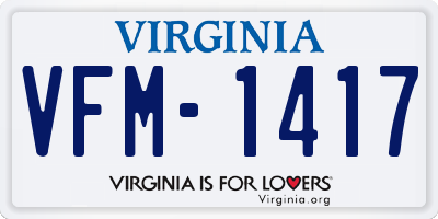 VA license plate VFM1417