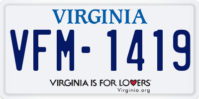 VA license plate VFM1419