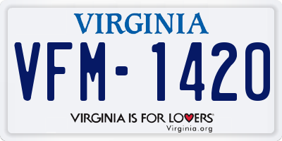 VA license plate VFM1420