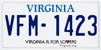 VA license plate VFM1423