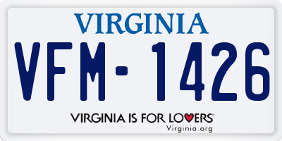 VA license plate VFM1426