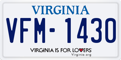 VA license plate VFM1430