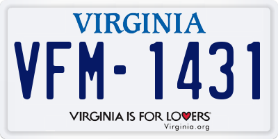 VA license plate VFM1431