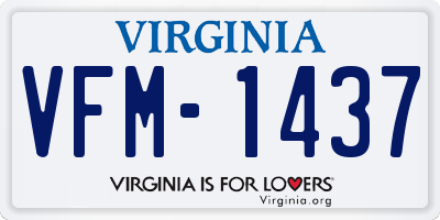 VA license plate VFM1437