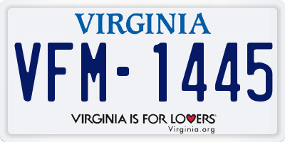 VA license plate VFM1445