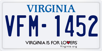 VA license plate VFM1452