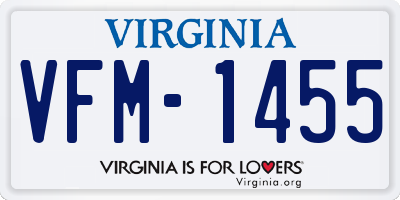 VA license plate VFM1455