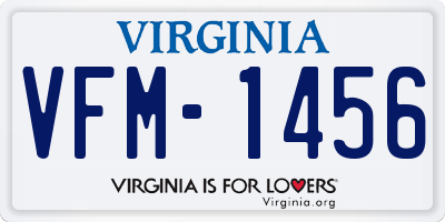 VA license plate VFM1456