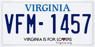 VA license plate VFM1457