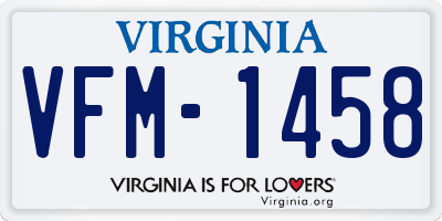 VA license plate VFM1458
