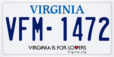 VA license plate VFM1472