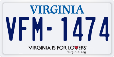 VA license plate VFM1474
