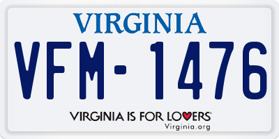 VA license plate VFM1476