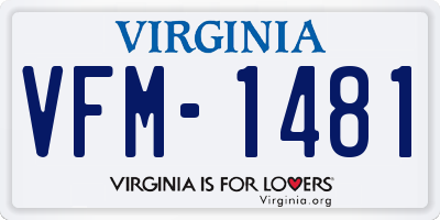VA license plate VFM1481