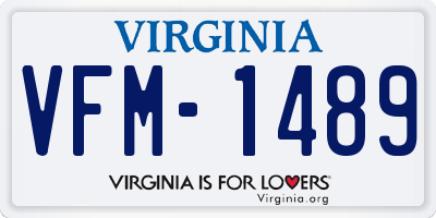 VA license plate VFM1489