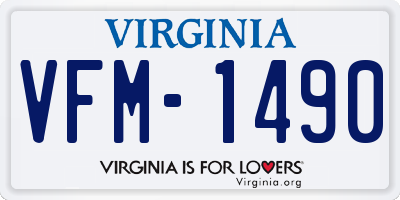 VA license plate VFM1490