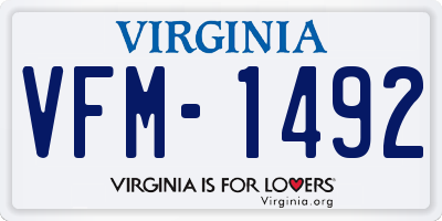 VA license plate VFM1492