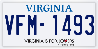 VA license plate VFM1493