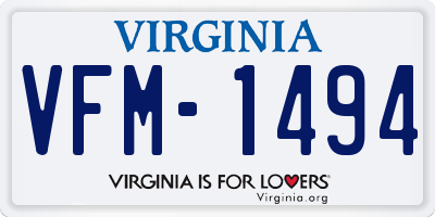 VA license plate VFM1494