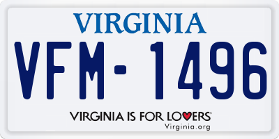 VA license plate VFM1496
