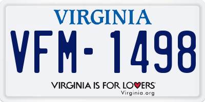 VA license plate VFM1498