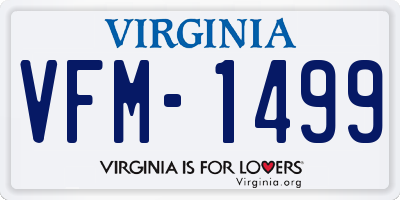 VA license plate VFM1499