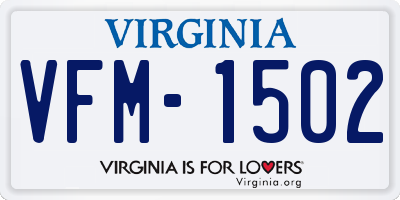 VA license plate VFM1502