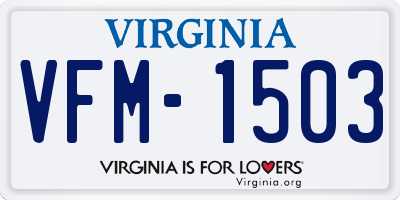 VA license plate VFM1503