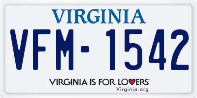 VA license plate VFM1542